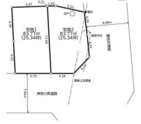 間取図/区画図:【南道路幅員7.4ｍで陽当り良好！建物フリープランですのでお好きな間取で建築可能です！】