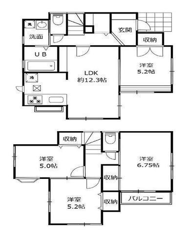 間取図/区画図:【東南角地で解放感ある立地!全室南向きの4LDK!】内装クロス・フローリング貼替、外壁塗装工事済!空家につき即内覧可能です!