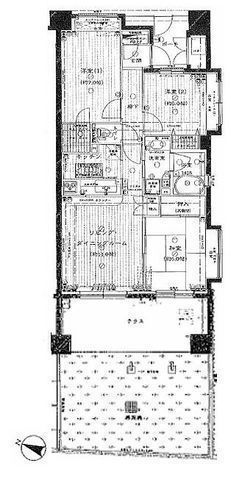 間取図/区画図:【フルリフォーム済！ペット飼育可、専用庭付きのオール電化マンション！】小学校、コンビニ、オークシティなど徒歩10分以内に揃います！