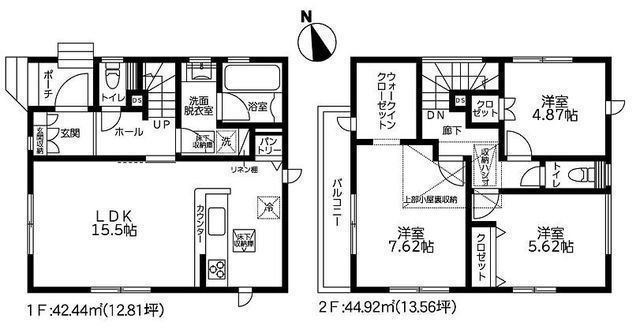 間取図/区画図:【断熱性能等級5の3LDK。大型浴室テレビやカードキーなど設備充実!】前面道路幅員6mで解放感ある立地です!WIC、パントリーリネン棚など収納豊富!