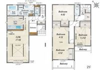 間取図/区画図:【開放感溢れる折上天井とフルオープンキッチンを採用。制震ダンパー搭載の3(4)LDK】南西向き2か所のバルコニー全居室クローゼット完備