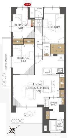 間取図/区画図:【11階部分につき眺望良好！ペットと暮らせる新規リノベーション済3LDK】総戸数113戸のビッグコミュニティ厚木駅徒歩11分！海老名駅も徒歩圏内