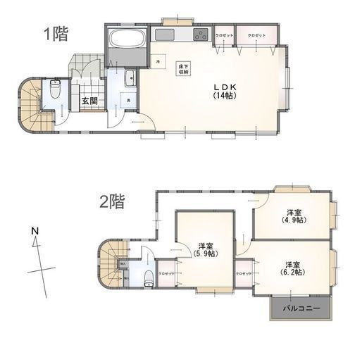 間取図/区画図:【内外装フルリフォーム(R8.4月完工予定)レンガ調の外観と天窓から光が差し込むレトロな家】長後駅徒歩12分、湘南台駅徒歩17分の好立地食洗機設置!