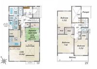 間取図/区画図:【吹抜から光が注ぐ開放的な玄関ホール！住宅性能評価ダブル取得】耐震等級3・制震ダンパー搭載の長期優良住宅カースペース並列2台以上可収納スペース豊富