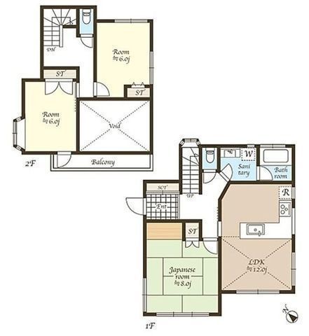 間取図/区画図:【吹き抜けのある開放的なLDK！プライベートなお庭ではバーベキュー可能】スーパー、コンビニ、ドラッグストアが徒歩5分圏内！2階居室はレンガ調のデザイン