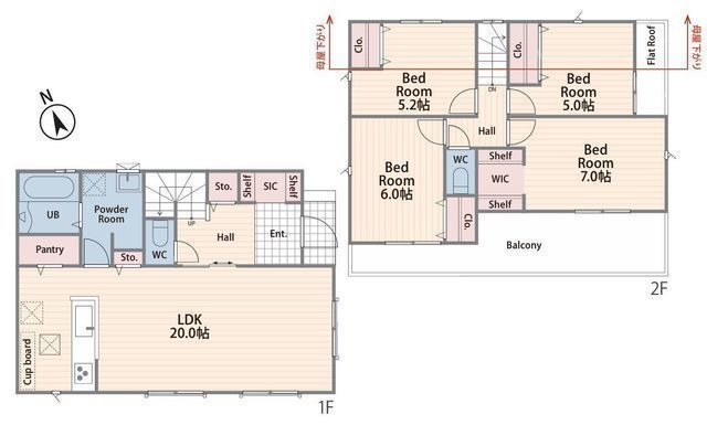 間取図/区画図:【立場駅まで平坦徒歩12分！カースペース並列3台可！閑静な住宅街】全室収納に加え、パントリー、SIC、WIC完備多用途に使える南向きお庭スペースミラブルzero・ミラバスを標準搭載