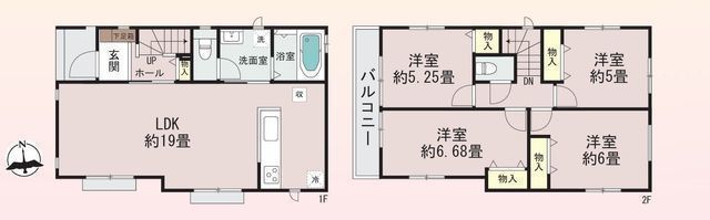 間取図/区画図:【耐震構造性能評価書付き、長期30年保証の地震に強い家。茅ヶ崎に全5棟】2線利用可「茅ヶ崎」駅徒歩21分カースペース2台駐車可全居室収納スペースあり