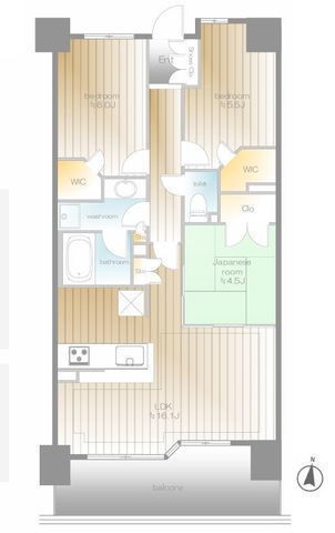 間取図/区画図:【辻堂駅徒歩10分！南向き・床暖房付の明るい3LDK！ペット飼養可】2015年築、新規リノベーション済テラスモール湘南も徒歩圏の好立地WIC×2など収納豊富です宅配BOXあり