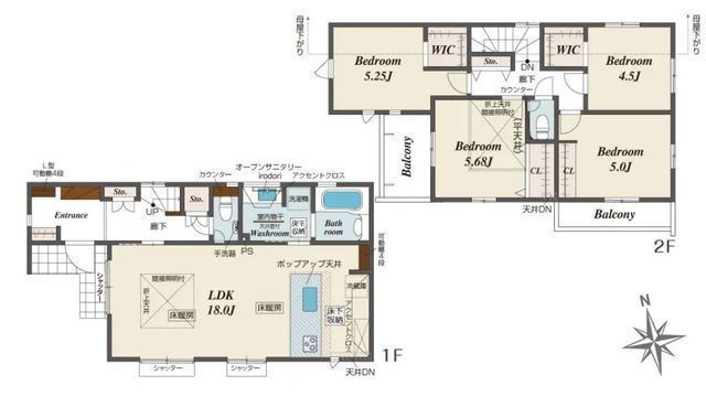 間取図/区画図:【南万騎が原駅徒歩10分＆カースペース2台可！敷地39坪以上の整形地】全室南向きのため陽当たり良好多用途に使えるお庭スペース収納豊富！WICあり、リビングに床暖房完備