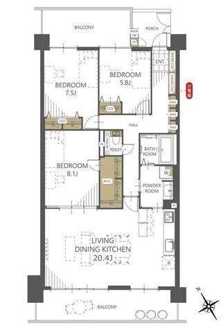 間取図/区画図:【専有面積87.86m2のゆとりある3LDK！駐車場が優先的に確保（無償）】令和8年5月新規リノベーション完了予定収納スペース豊富ペット飼育可