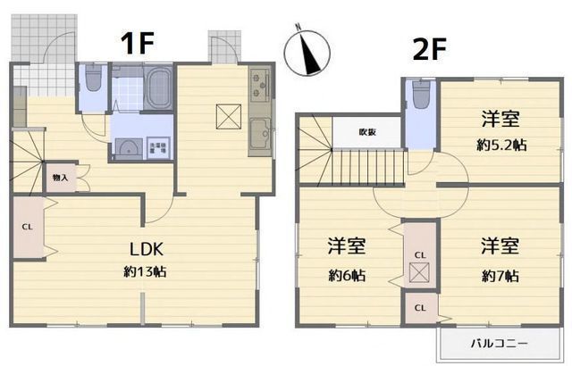 間取図/区画図:【敷地62.9坪！40坪の庭付きフルリノベーション戸建！】南側・東側が開けているため陽当たり眺望良好です！駐車場2台可能です！
