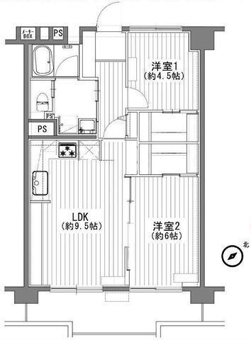 間取図/区画図:【かしわ台駅徒歩4分、内装フルリノベーション！】南東向き5階につき陽当り眺望通風良好！コンビニ・スーパーまで徒歩7分以内で生活便利！