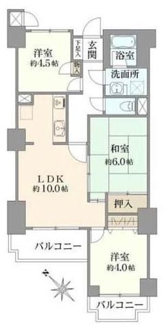 間取図/区画図:【人気の藤沢駅利用可能！南西向き3階で陽当り通風良好！】空室につき即内覧・入居できます！コンビニまで徒歩9分！