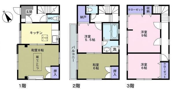 間取図/区画図:【小田急江ノ島線「南林間」駅徒歩21分！鉄骨・木造混構造3階建の5DK】リフォーム対象物件、お好みの内装へのカスタマイズ可能空室につき即時の引き渡し可能