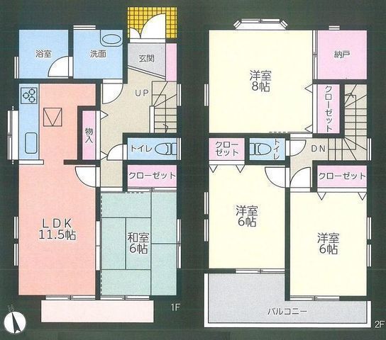 間取図/区画図:【全室6帖以上の4LDK！リフォーム済で即内覧・入居可能！】小中学校、病院、スーパー徒歩7分以内の好立地！南庭で陽当り良好なオール電化住宅！