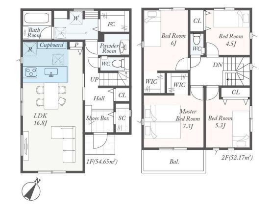 間取図/区画図:【土地49坪以上、全4棟の分譲戸建!安心の耐震構造住宅、駐車場2台可能!】食洗機やスマートコントロールキーなど充実の設備!モデルハウスございます!