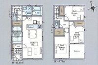 間取図/区画図:【全10棟の閑静な住宅街！耐震等級3＋制震装置搭載！住宅性能評価ダブル取得の安心住宅】全居室収納スペースあり南向きバルコニーのため陽当たり良好
