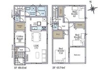 間取図/区画図:【全10棟の閑静な住宅街！耐震等級3＋制震装置搭載！住宅性能評価ダブル取得の安心住宅】全居室収納スペースあり南向きバルコニーのため陽当たり良好