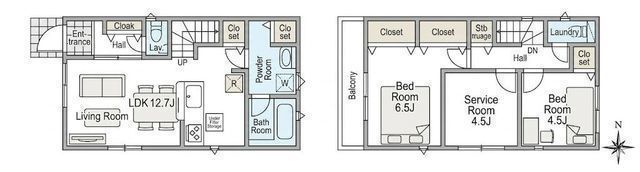 間取図/区画図:【耐震等級3+制震構造住宅!全室南向きのため陽当たり良好の3LDK】住宅性能評価ダブル取得防犯カメラ・人感センサー付き玄関灯完備全室収納スペースあり