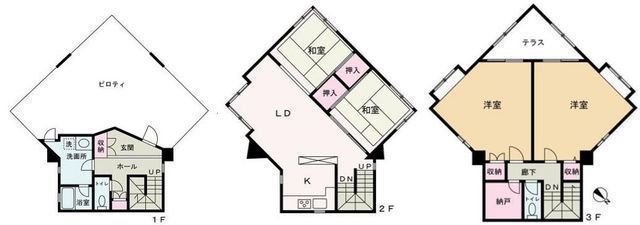 間取図/区画図:【駅徒歩10分、敷地51坪の鉄骨造4LDK！空家につき即内覧できます！】用途様々な大型ピロティ！コンビニ、スーパー、総合病院徒歩10分以内！