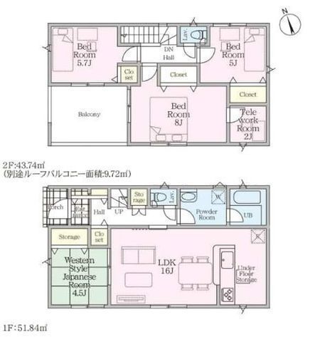 間取図/区画図:【綾瀬市早川の新築分譲全6棟。南向きLDK16帖以上の開放的な空間】カースペース2台以上駐車可全居室南向きで陽当たり良好耐震等級3+制振装置搭載住宅性能評価ダブル取得防犯カメラ完備