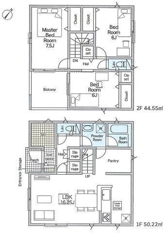 間取図/区画図:【ゆとりある3LDK！カースペース2台可！耐震等級3＋制震装置搭載】大型パントリー・大型SIC完備防犯カメラ・人感センサー付き玄関灯設置南向きルーフバルコニー！主要採光南向きで陽当たり良好