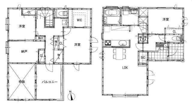 間取図/区画図:【座間駅徒歩8分！開放感のある角地に立地！リフォーム後のお引渡しです】光あふれる吹抜のリビングカースペース2台可床暖房やハンズフリーキーなど設備充実