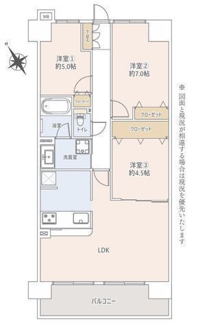 間取図/区画図:【小田急相模原駅徒歩3分！人気の北口側・角地の好立地！内装リフォーム完了】南西側に高層の建物がないため陽当たり・眺望良好ペット2匹まで飼育可オートロックや宅配ボックス完備