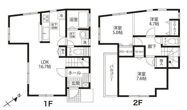 間取図/区画図:【外壁屋根リフォーム済、室内美装の2LDK！】3LDKに変更可能な間取り全室2面採光で陽当り良好IHクッキングヒーター採用、エアコン2基設置