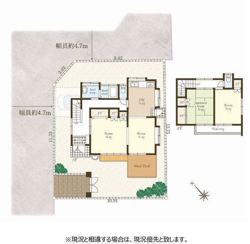 間取図/区画図:【高台につき日当たり・風通し良好！敷地面積43.9坪以上、緑の多い閑静な住宅街】地下車庫1台完備空室のため随時内覧可能です