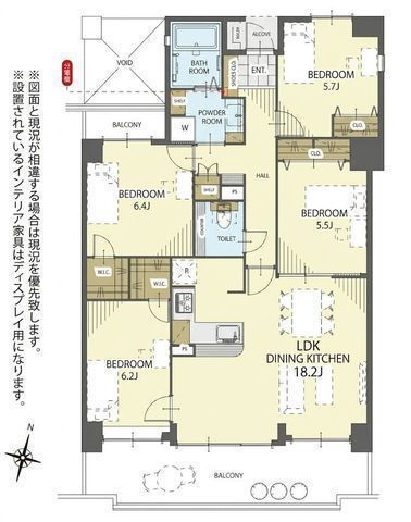 間取図/区画図:【令和8年7月新規リノベ完了予定の4LDK！200戸のビッグコミュニティ】南東向き・日当たり良好WIC2ヶ所など収納充実大規模修繕工事実施中（2026年10月完工予定）
