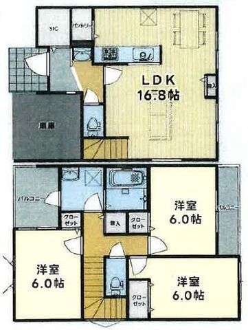 間取図/区画図:【全12区画の大型分譲地!モデルハウスございます!】駐車場2台可能、全室収納・パントリー・SIC等収納豊富!コンビニ・スーパー・小学校徒歩10分以内!