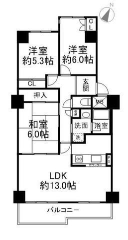 間取図/区画図:【相鉄本線「かしわ台」駅徒歩8分！9階部分につき眺望良好な南向き3LDK】大変キレイにお住まいですスーパーや公園も徒歩約5分と生活利便性も高い住環境