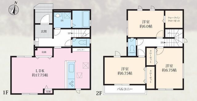間取図/区画図:【モデルハウスございます！長期雄郎住宅認定＋住宅性能評価書取得】主要採光南向きで陽当たり良好全居室収納に加えWIC設置全居室6帖帖以上