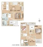 間取図/区画図:【モデルハウスございます！南側5m公道に面し吹抜けのある陽当り豊かな3LDK】カースペース2台可床暖房や食洗機、2WIC、SICなど設備充実4LDKへ間取り変更可能茅ヶ崎駅徒歩圏内