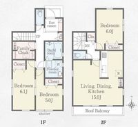 間取図/区画図:【モデルハウスございます！断熱・耐震等級取得の長期優良住宅！陽当たり良好】小学校・公園が近く自然に恵まれた住環境全居室収納スペースあり、WIC設置