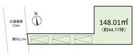 間取図/区画図:【お好きな間取で建築できる建物フリープラン！夢のマイホームを建築可能です】駐車場3台可能！敷地ゆったり44.7坪！