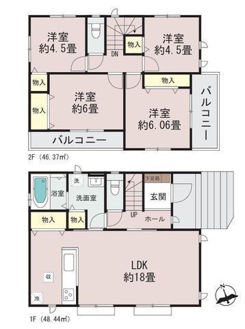 間取図/区画図:【モデルハウスございます！長期優良住宅認定＋住宅性能評価ダブル取得】カースペース並列2台可高座渋谷駅徒歩17分南向き2面バルコニーで陽当たり良好