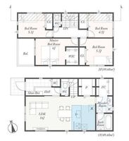 間取図/区画図:【モデルハウスございます！長期優良住宅認定＋耐震3等級の4LDK】ヵースペース並列2台可WIC、SIC、FC、パントリーなど収納充実陽当たり良好です