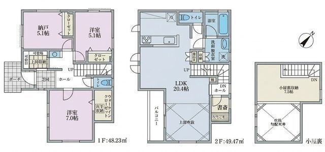 間取図/区画図:【辻堂駅まで徒歩20分の好立地！吹き抜けのある大型LDK】スーパー・小学校・公園が近く住環境充実住人以外の車の進入も少なく、お子様を持つご家庭も安心