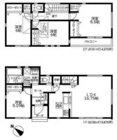 間取図/区画図:【すぐに見学できるモデルハウスございます！小屋裏収納など充実の収納！】LDK16帖、主寝室8.5帖！浴室テレビやカードキーなど設備豊富な仕様です！