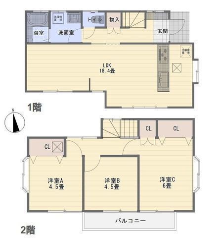 間取図/区画図:【R8.5月に内外装フルリフォーム済みで即内覧できます!閑静な住宅地】入谷駅徒歩7分、座間駅徒歩14分の好立地全室南向きのため陽当たり良好
