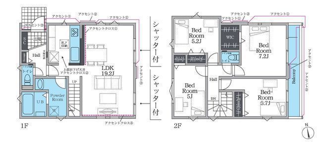 間取図/区画図:【2026年5月下旬完成予定！19.2帖の広々LDKが魅力の4LDK】角地のため陽当たり通風良好カースペース2台可かしわ台駅まで徒歩14分
