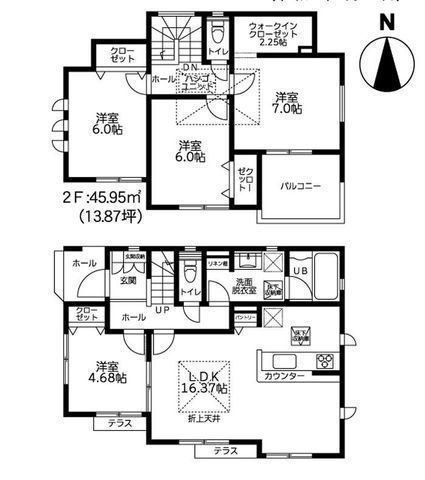 間取図/区画図:【駅徒歩9分の好立地!全8棟の分譲住宅!】駐車場2台可能!浴室テレビや玄関カードキーなど充実の設備!モデルハウスございます!