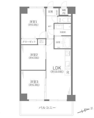 間取図/区画図:【水まわりをはじめとする充実の内装リフォーム完了予定(R8.6月)】オートロック完備の137戸の大規模マンション食洗機、浴室乾燥機完備で家事の負担を軽減
