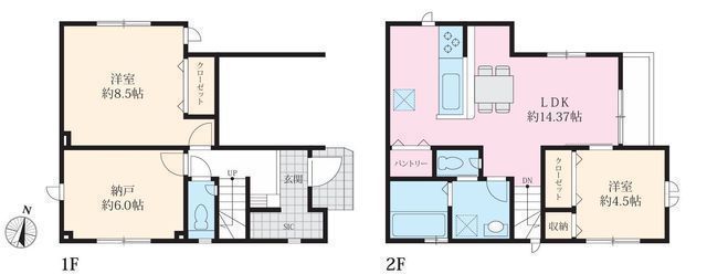 間取図/区画図:【即内覧できます!住宅性能評価ダブル取得と長期優良住宅認定の2SLDK+SIC】水回り家事動線に配慮した設計買い物に便利な好立地