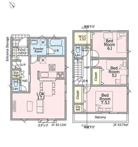 間取図/区画図:【R8.6月完成予定!LDK14帖以上、住宅性能評価ダブル取得】全居室収納やカースペースを完備南西向きバルコニーで陽当たり良好買い物に便利な周辺環境