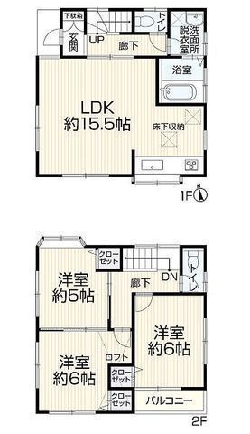 間取図/区画図:【内見可能!内装フルリフォームの再生住宅!全室二面採光の3LDK!】小中学校徒歩9分以内!コンビニ、スーパーは徒歩5分以内で生活便利な立地です!