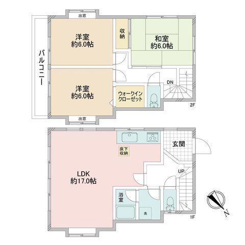 間取図/区画図:【辻堂海岸まで徒歩9分！太陽光発電システムを搭載した南側公道面3LDK】陽当たり良好な南側公道面約17帖の広いLDKやウォークインクローゼット完備