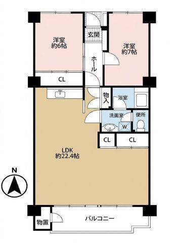 間取図/区画図:【水回り一新！内装リフォーム完了、即内覧できます！広々LDK22.4帖】3沿線利用可「湘南台」駅徒歩8分最上階南向きで陽当たり・眺望良好